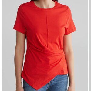 DKNY Sport Faux Wrap Shirt Sz Medium Flame Red